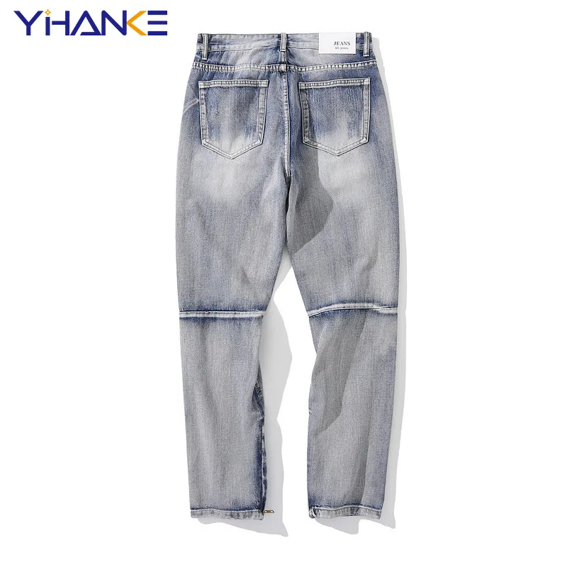European and American High Street Tide Brand Ripped Jeans Men's Hip-hop Slim Small Feet Graffiti Ins National Tide Long Pants