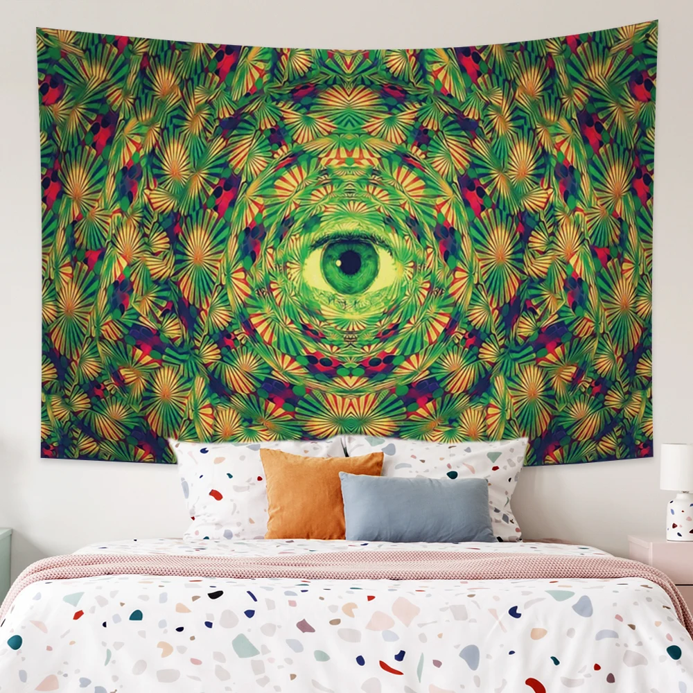 

Psychedelic Mandala Eye Tapestry Aesthetic Boho Wall Hanging Divination Hippie Dormtry Living Room Decor Backdrop Yago Blanket