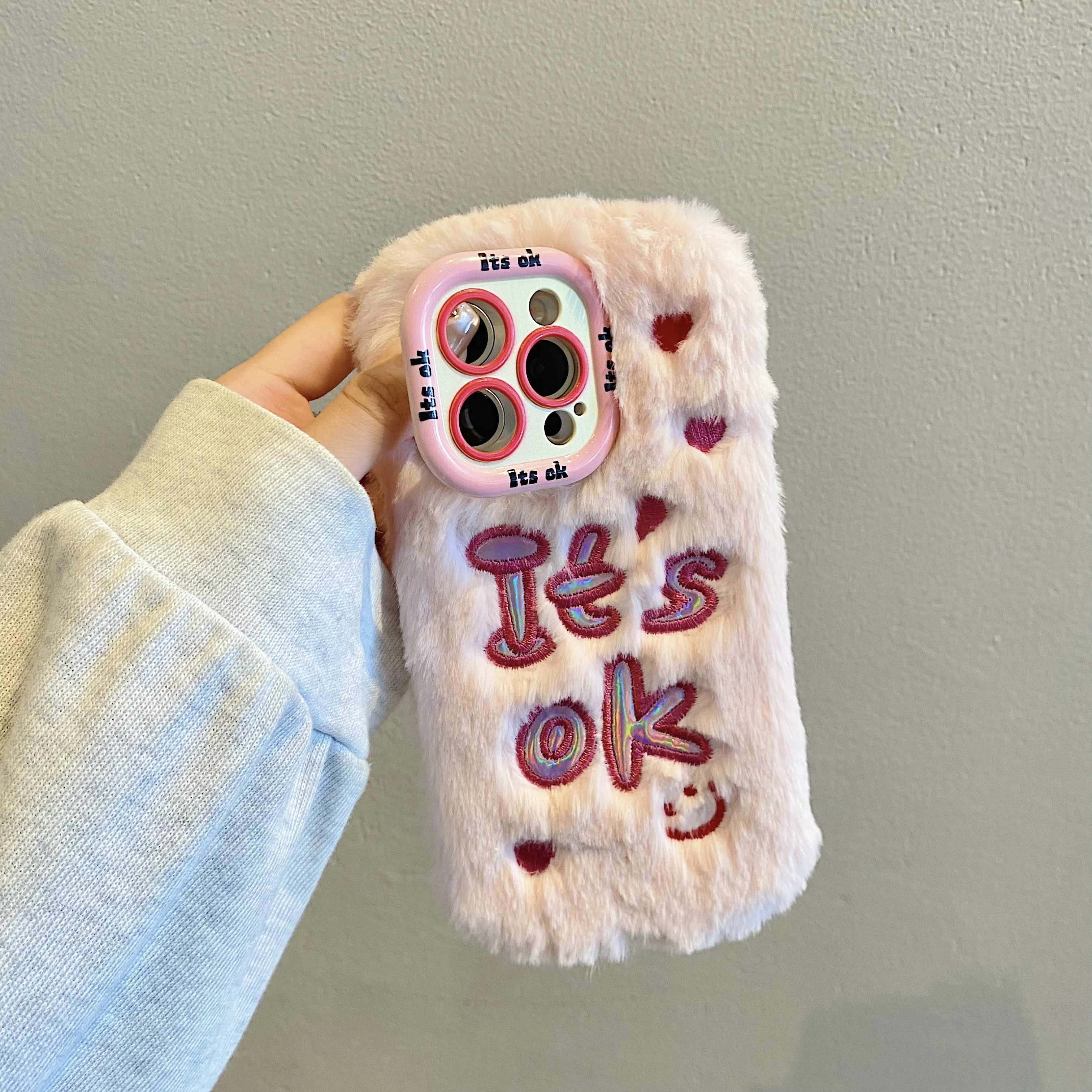 Роскошный Уникальный плюшевый вышитый мягкий чехол с буквами для iPhone 11 12 13 14 15 16 Pro