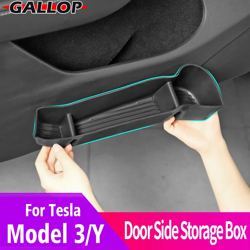 

Car Door Side Storage Box For Tesla model Y Model 3 Protective Silicone Door Slot Pad Interior Trim Decoration Refit Accessories