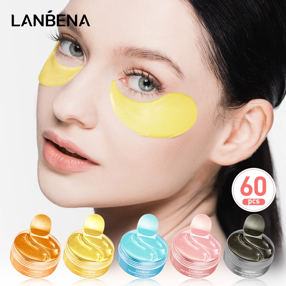 LANBENA-Parches de colágeno para ojos, mascarilla facial para el cuidado de la piel, 60 piezas, eliminación de arrugas, ojeras, Retinol VC