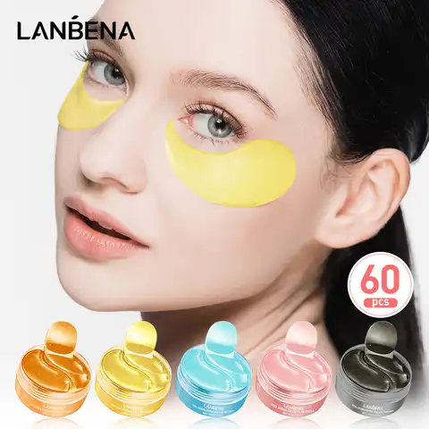 Коллагеновые накладки для глаз LANBENA, 60 шт., пакеты для удаления морщин, темные круги, пластыри, Retinol VC, накладки для глаз, маска для сна, уход за ...