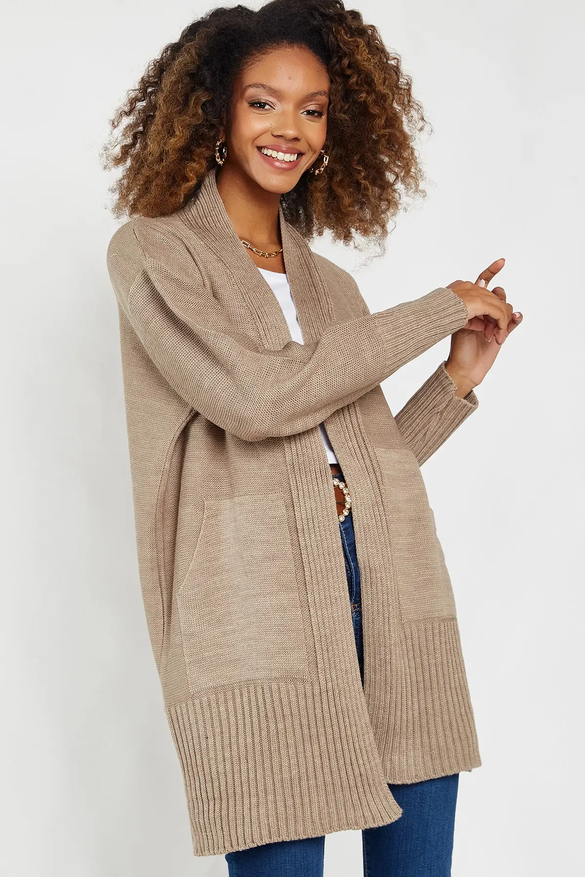 

Women's Cardigan Pocketed Mink sportswear Casual Knitted Quality Fashion Cardigan Sweaters Loose Sweater Sweater Jumper