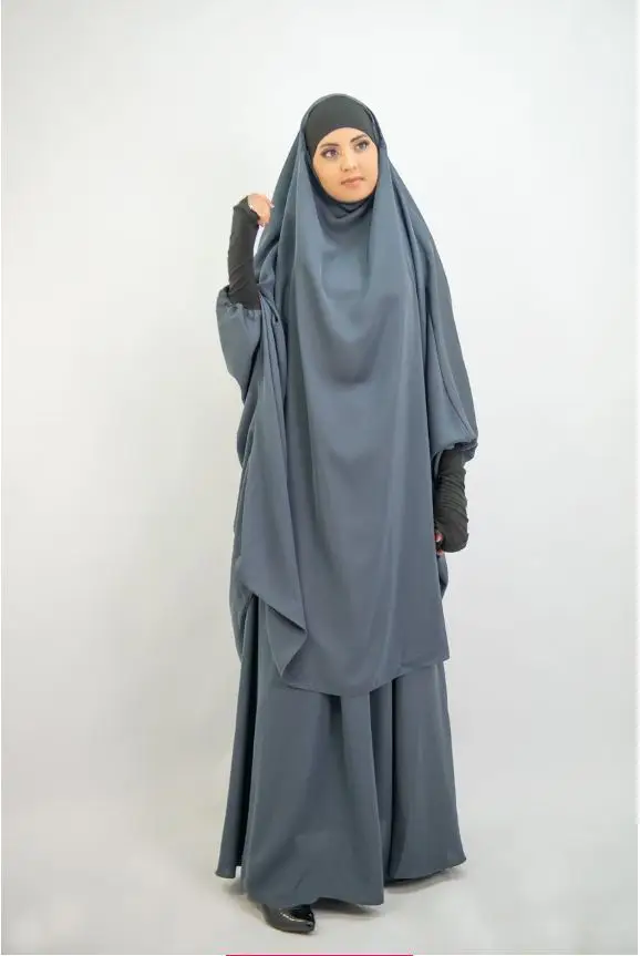

Khimar Jilbab Abaya Women Two Piece Muslim Set Hooded Long Top + Skirt Ramadan Prayer Islamic Clothing Long Robe Femme Musulmane