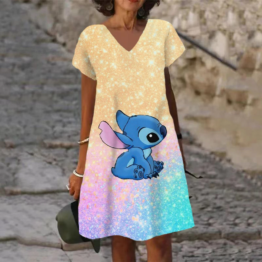 

Мини-платье женское летнее с цветочным принтом, V-образным вырезом и коротким рукавом