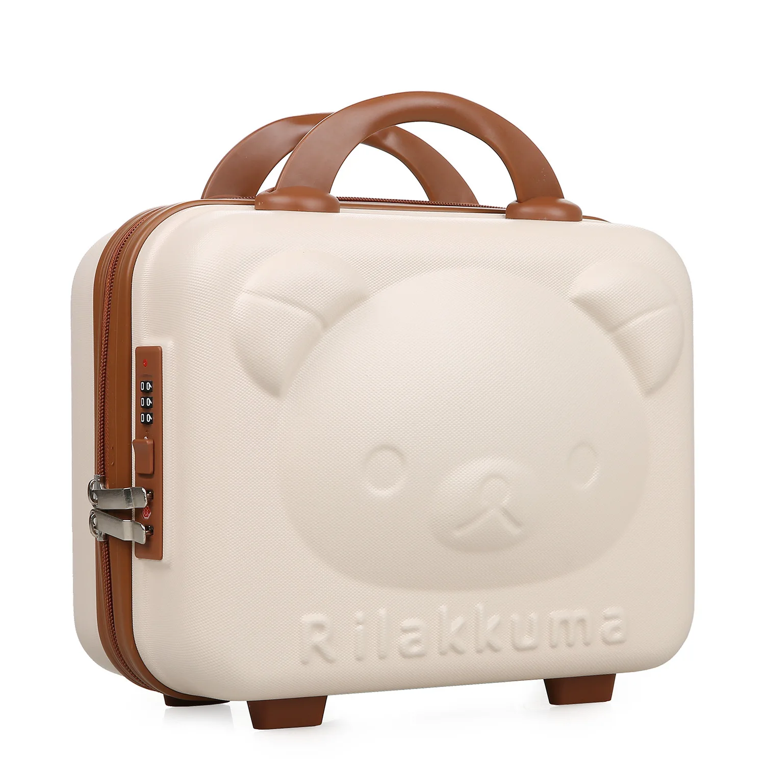 Fashion Gift With Hands Bear Portable Storage Cosmetic Case Portable14-Inch Zipper Code Lock ABS Suitcase