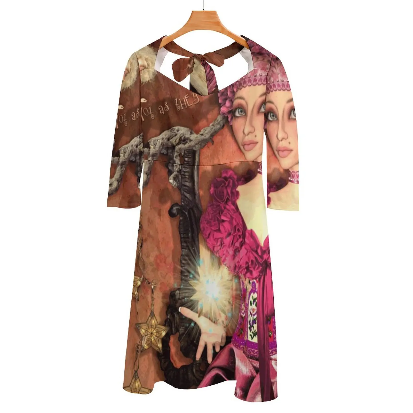 

Look At Things Back Lacing Backless Dress Women Kawaii Square Collar Dress 6Xl Xquizart Womens Skins Tablet Cases Skins Large