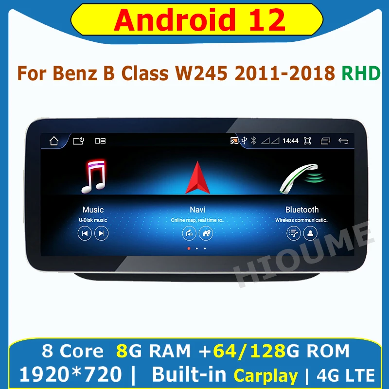 

Car Radio 12.5/10.25inch Andriod 12 Display 8G+128G GPS Multimedia Player for Mercedes Benz B Class B180 W245 w246 2011-2018 RHD