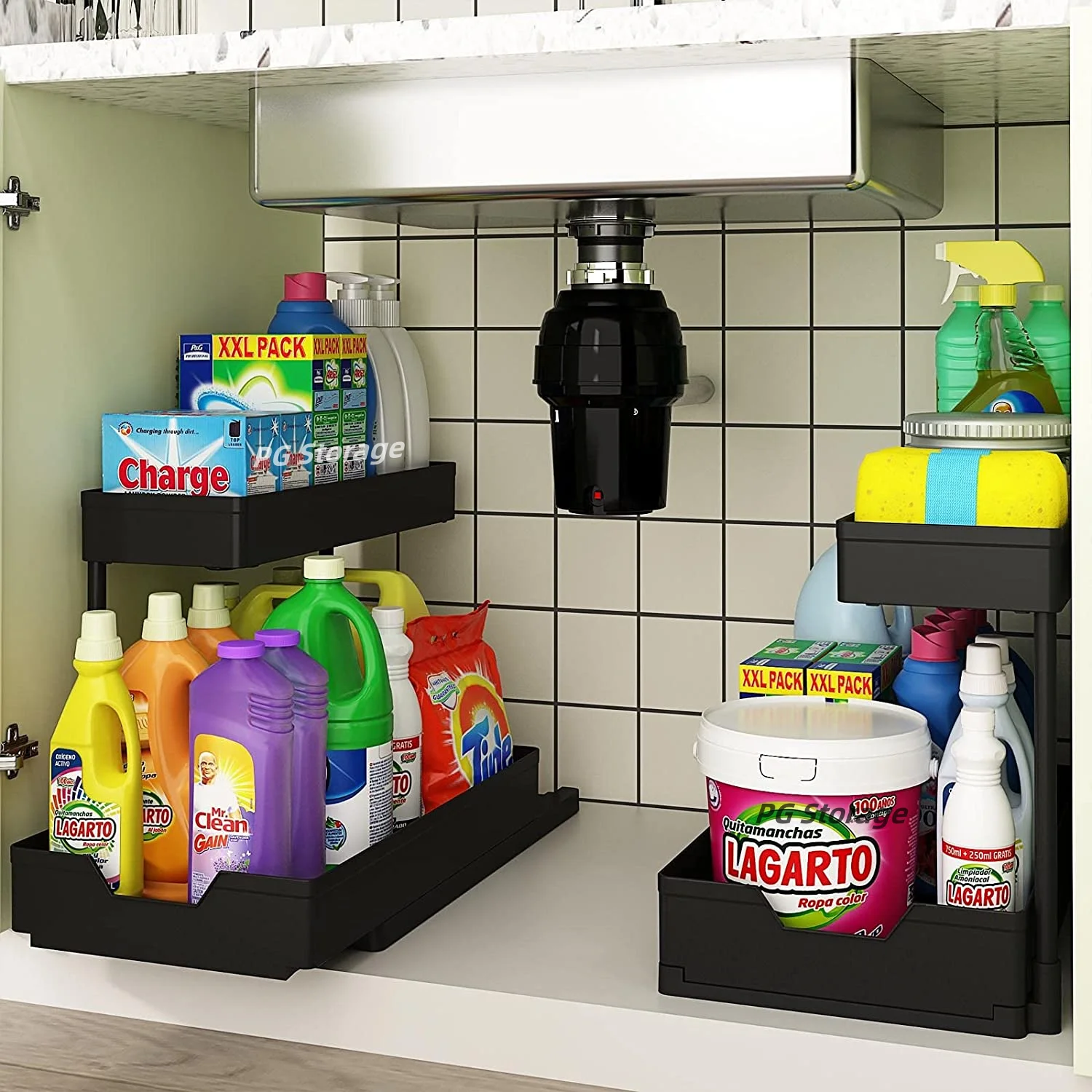 

2 Tier Under Sink Storage Organizer Pull Out Drawer Cabinet Basket Kitchen Storage Rack Spice Storage Bathroom Kitchen Organizer