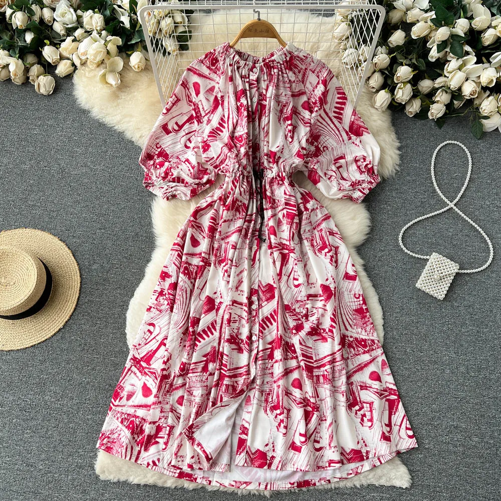 

Платье VANOVICH в этническом стиле с эластичной талией, приталенное платье с рукавами-фонариками, Новинка лета, женское соблазнительное однобо...