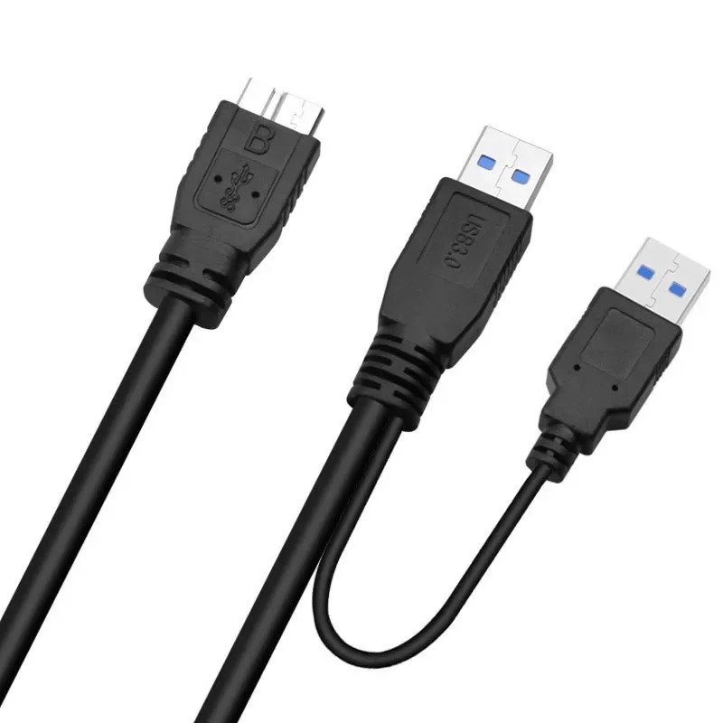 

New USB3.0 Micro-B Mobile Hard Disk Cable Double Head USB Power Supply Data Cable with Auxiliary Power Supply 0.6/1Meter