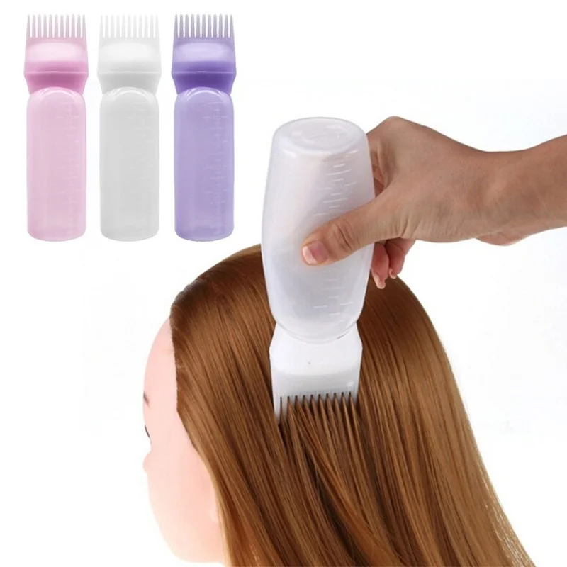 

120ml Plastic Hair Dye Filling Bottle Applicator with Graduated Brush Dispensing Kit Salon Hair Coloring Dyeing Styling Tools