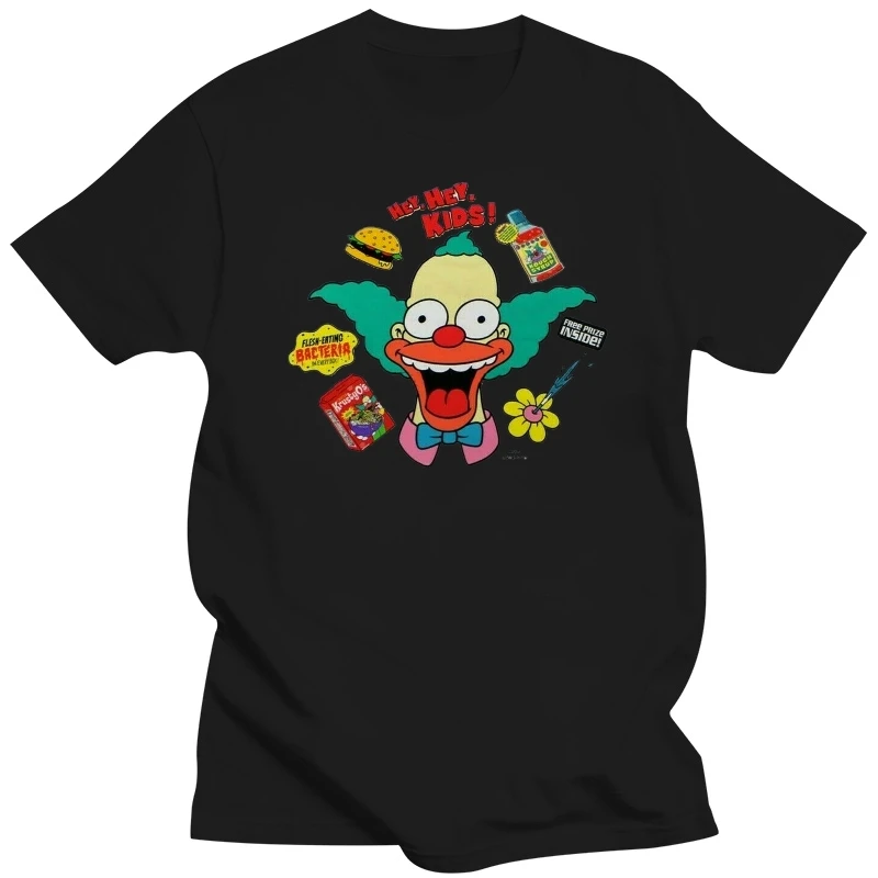 

THE KRUSTY THE CLOWN HEY HEY KIDS T-SHIRT WHITE MENS RTERO TV SHOW TEE