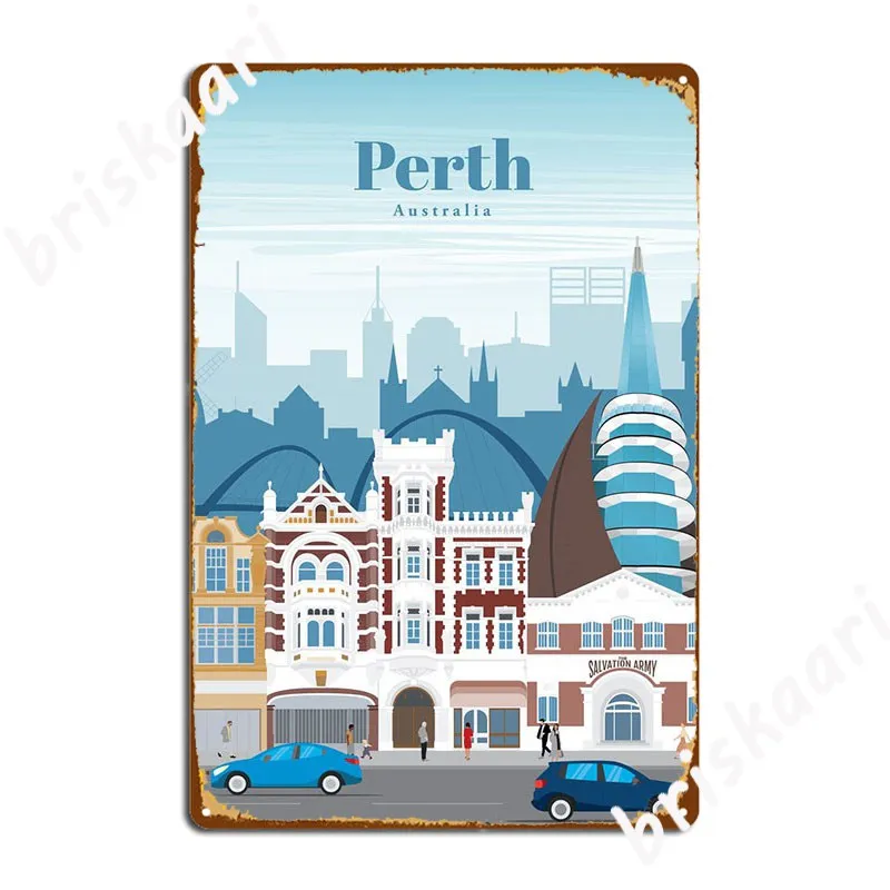 

Travel To Perth Metal Sign Mural Classic Wall Pub Garage Decoration Tin Sign Posters