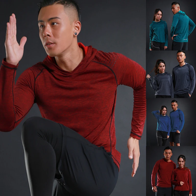 

Hoodie Running Jackets for Couple Men Women Fitness Sportswear Night Reflective Outdoor Jogging Lady Gym Sports Coat
