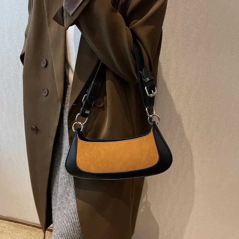 Simple Fashion PU Leather Texture Handbags Luxury Designer Ladies Underarm Bags for Women New Retro Shoulder Crossbody Bag