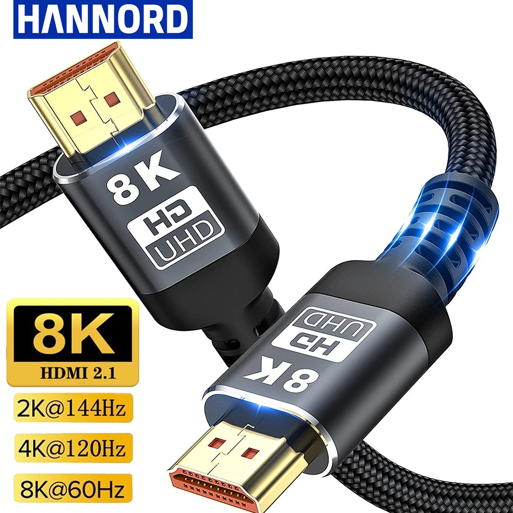 

8K HDMI-compatible Cable 2.1 8K 60Hz 4K 120Hz 48Gbps eARC ARC HDCP Ultra High for Laptop PS3 PS4 TV Projectors Monitor