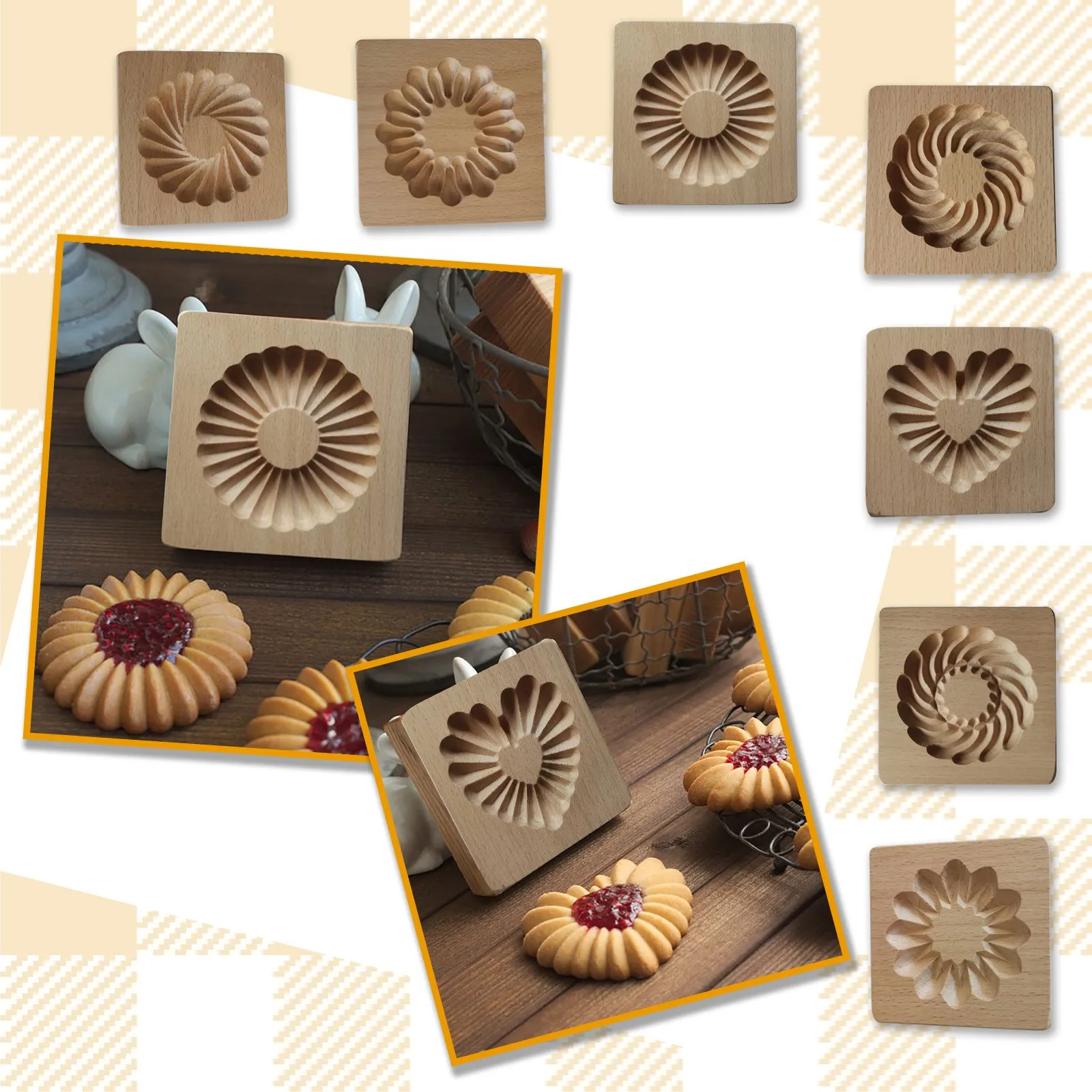 Деревянная форма для печенья домашняя имбирного торта пресс Рождественские 3D