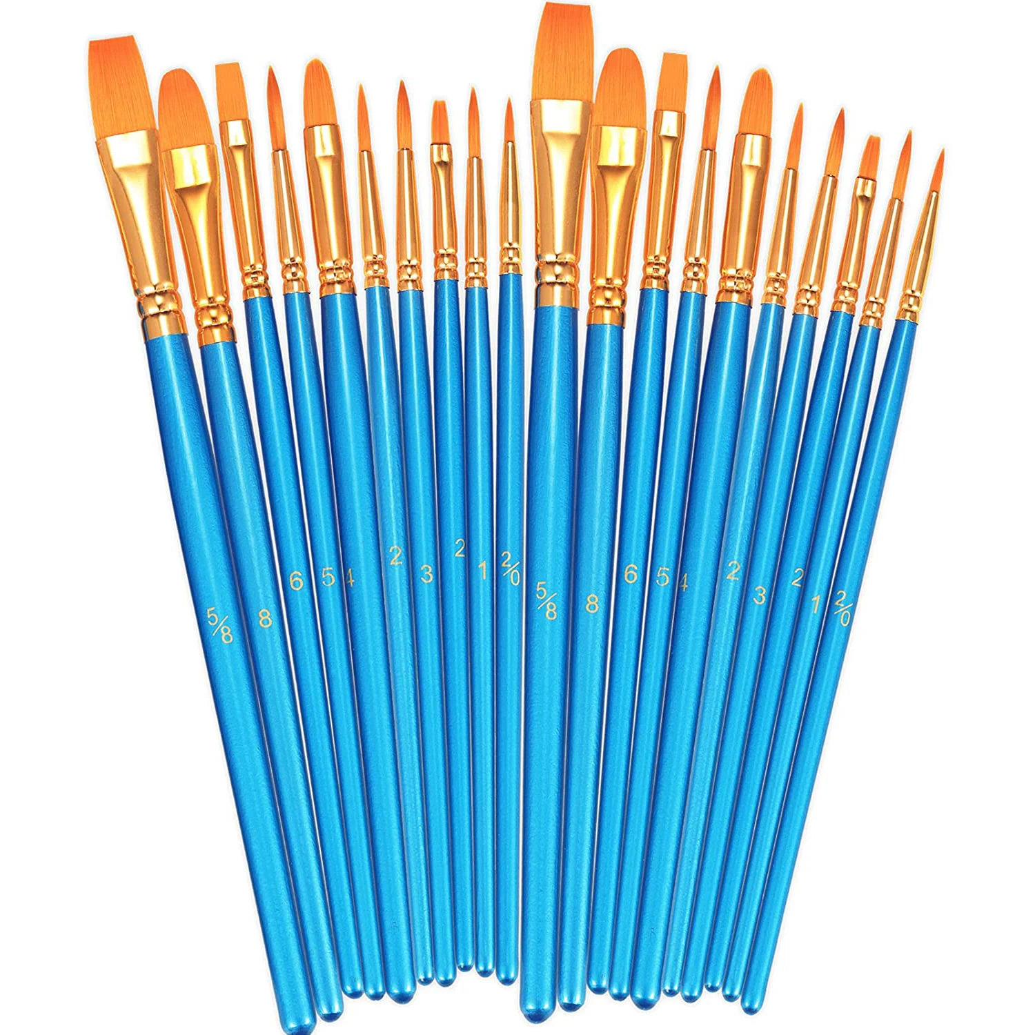 

Acrylic Paint Brushes Set, 20 Pcs Round Pointed Tip Paintbrushes Nylon Head Artist Brushes for Oil Watercolor, Face Nail Art