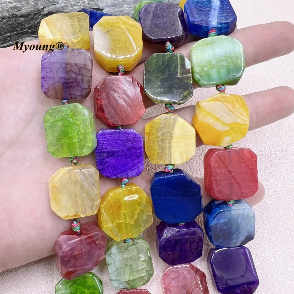 2 нити, квадратные формы, многоцветные Агаты, бусины для изготовления ювелирных изделий своими руками MY230697