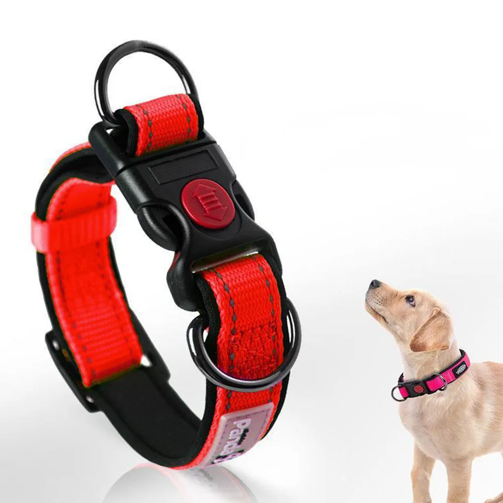 

Adjustable Dog Collar Comfortable Soft Foam Padded Reflective Nylon Dog Collar with Double D Rings for Small Medium Large Dogs