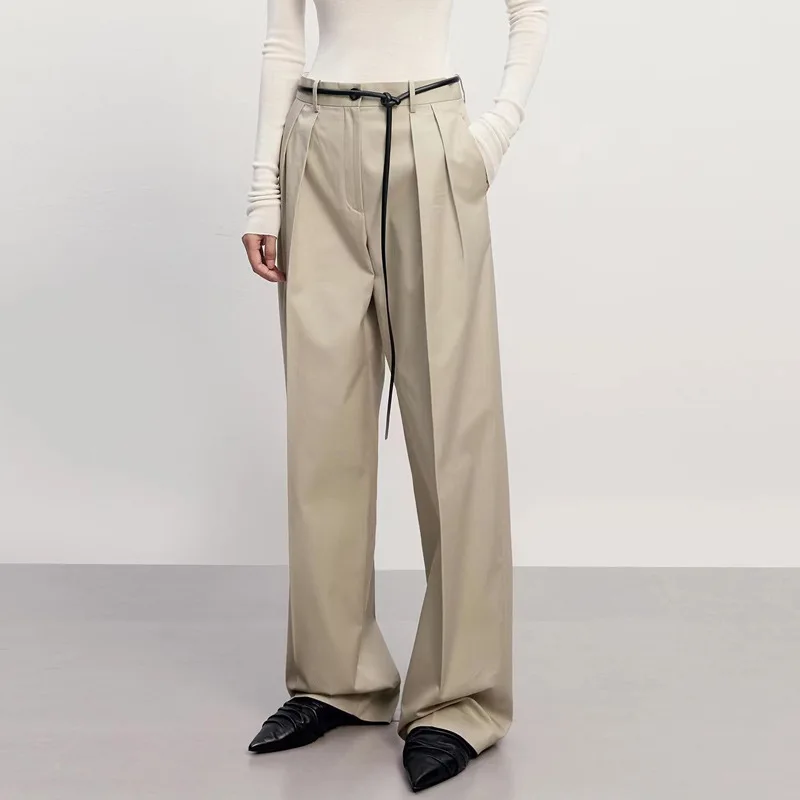 The Women's Suit Pants Row Loose Casual Wide Leg Tailored Trousers Gothic Streetwear Baggy Pants Mid-waist Y2k Straight Leg