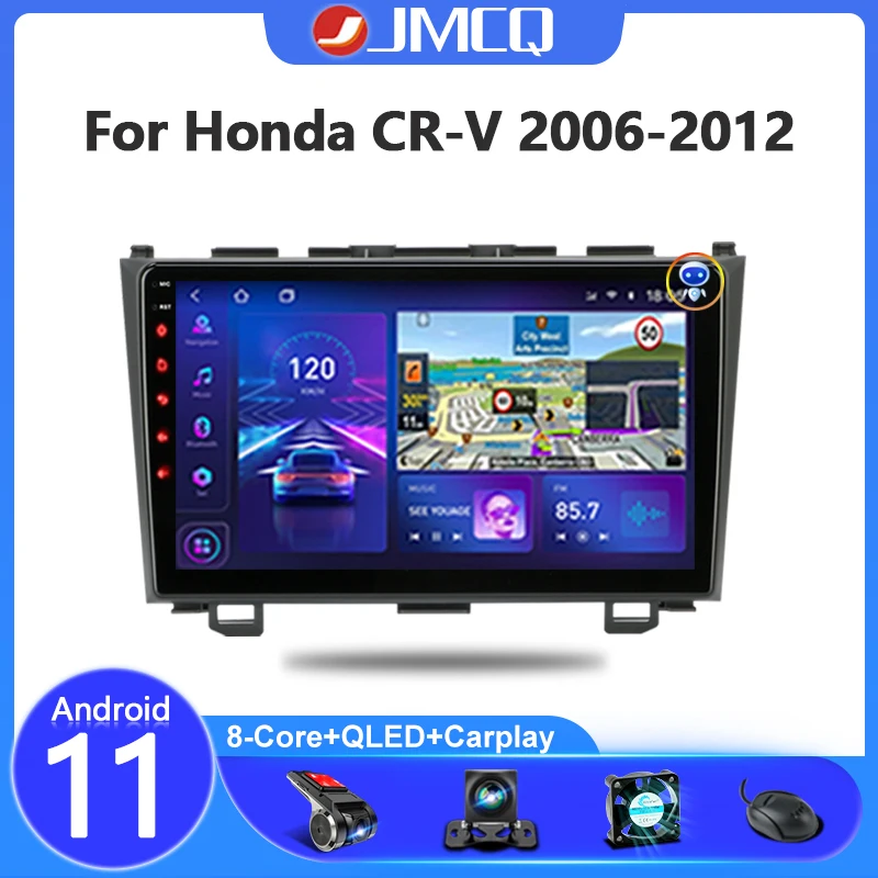 Автомобильная магнитола JMCQ 2 Din Android 11 для Honda CRV CR-V 2006 2007 2008 2009 2010 2011 мультимедийный
