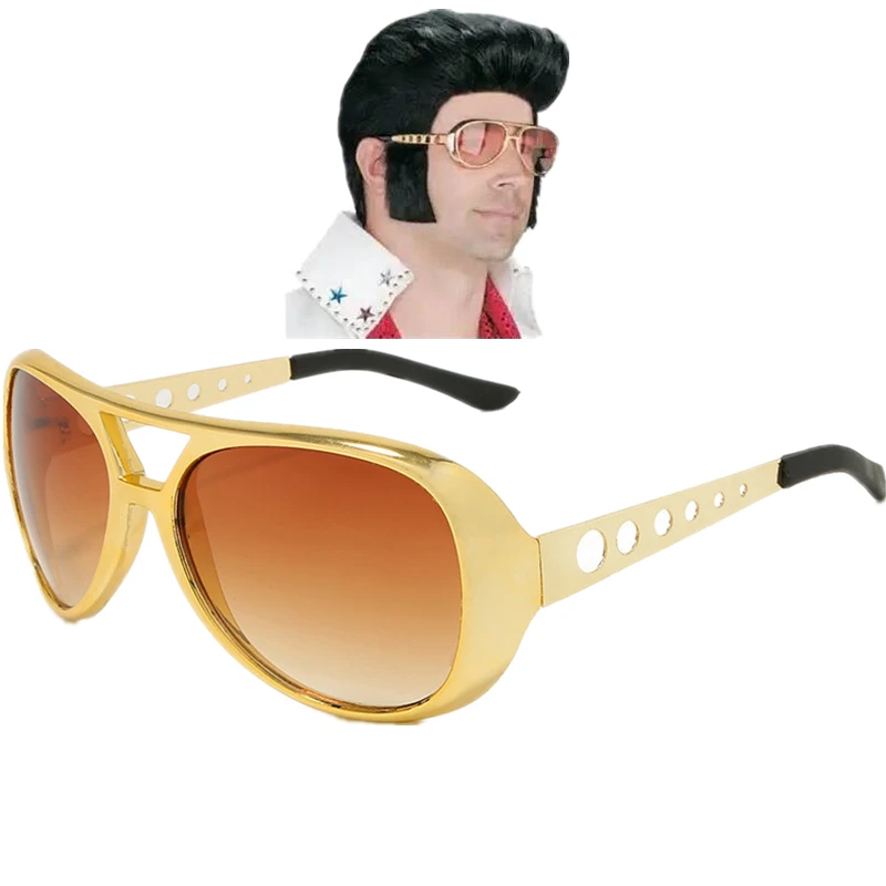 

Elvis Presley The King Rock очки в стиле Косплей Золотые очки солнцезащитные очки для взрослых унисекс вечерние Prop Аксессуары