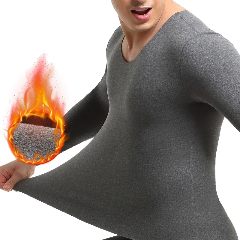 2pcs Men Seamless Thermal Underwear Set Autumn Winter High Quality Sexy Male Thermal Long Johns Plus Velvet Tshirt Leggings Suit