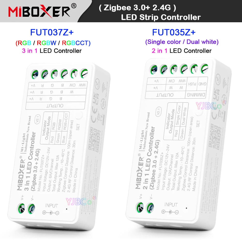 Miboxer Zigbee 3.0 Single Color/Dual White RGB/RGBW/RGBCCT LED Strip Controller 2.4G RF Remote Tuya app 2/3 in 1 dimmer 12V 24V