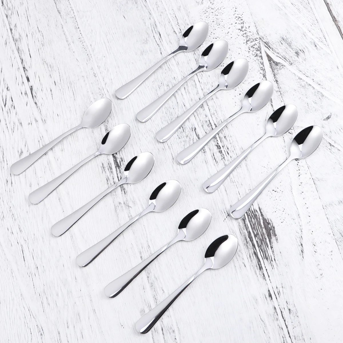 

12 Pcs Stainless Steel Spoon Kitchen Cutlery Set Metal Serving Spoons Sugar Spoon Coffee Stir Spoons Table Teaspoons Concentrate