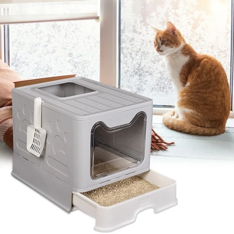 

Fully Closed Collapsible Cat Potty Splash Proof villa Litter Drawer Type Kitten Deodorant Toilet Large Cat Training Toilet Seat