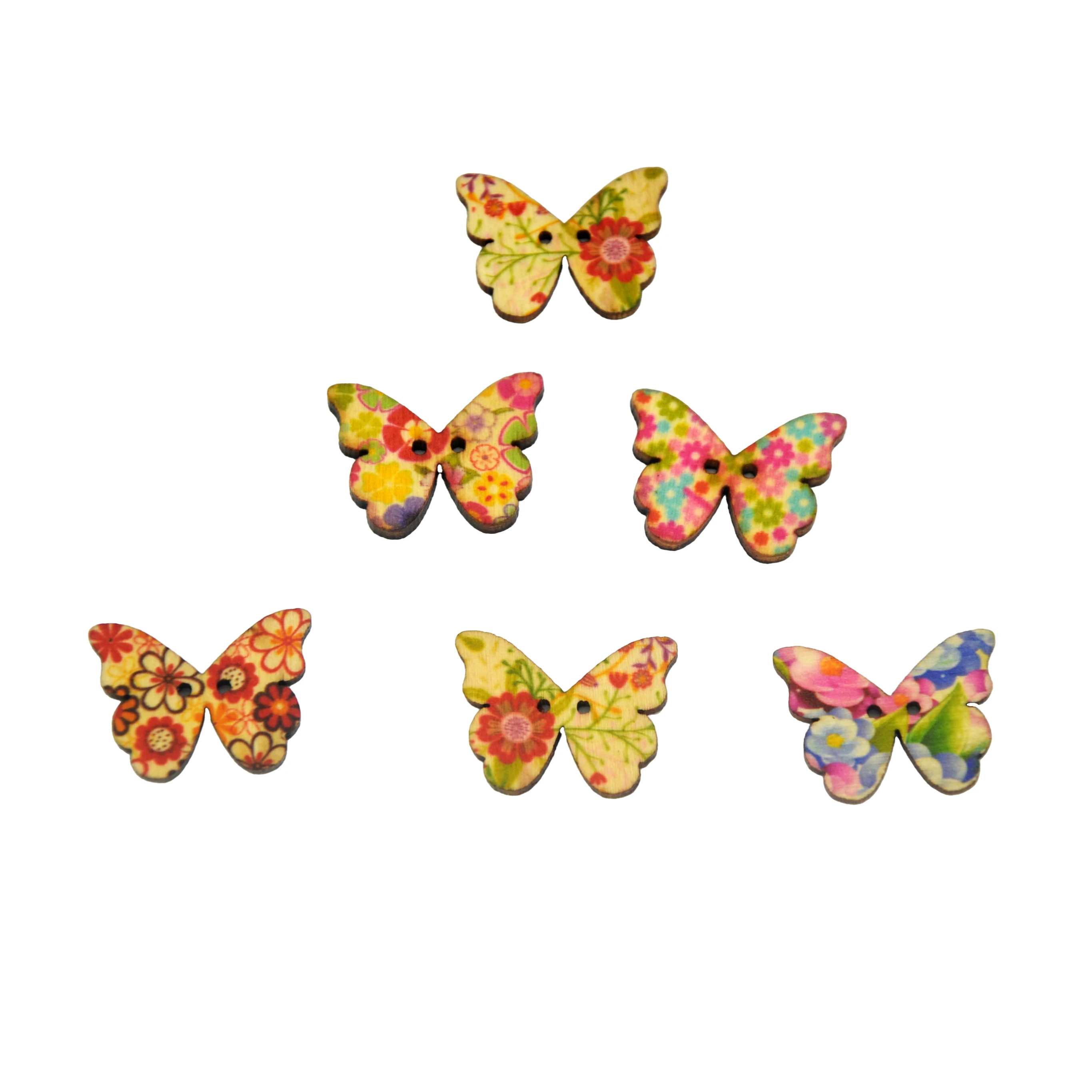 

20Pcs Butterfly Wooden Buttons New 2 Hole Colorful Cartoon Animal Wood Snaps For Scrapbooking Accessories Craft Supplies DIY