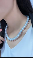 huge charming 1810 11mm natural south sea genuine white round pearl necklace free shipping women jewelry pearl necklace