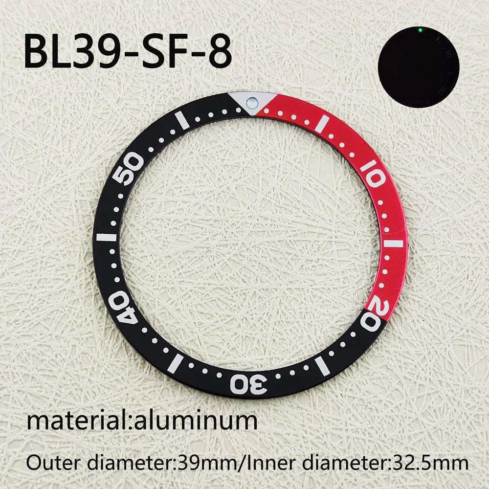 39mm Watch Bezel Inner Diameter 32.5mm Insert  Flat aluminum Bezel SKX007 SKX009 SRPD Watch Case Luminous celebrity watch access