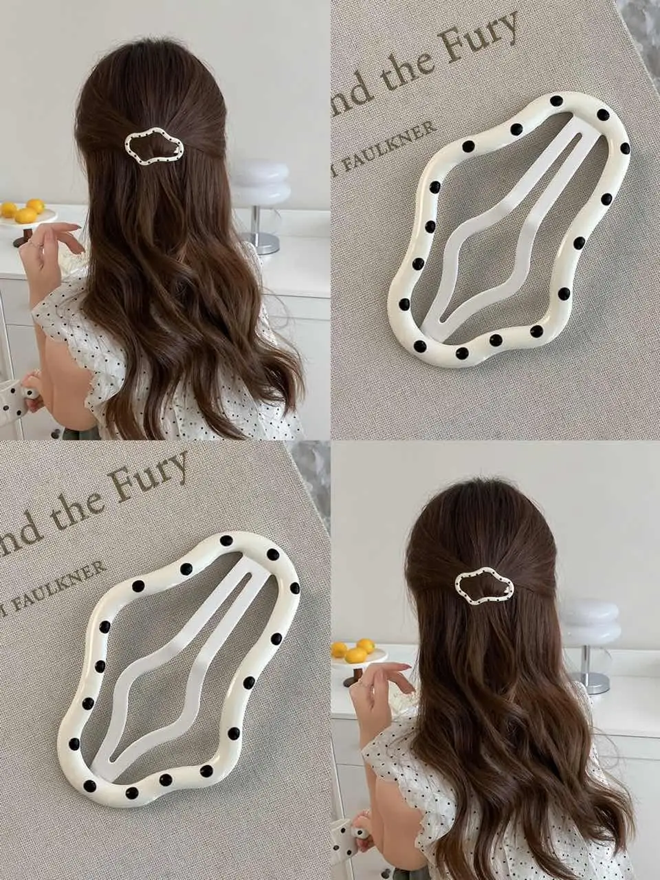 Заколка для волос с облаками в горошек женская заколка на затылке полузавязанные