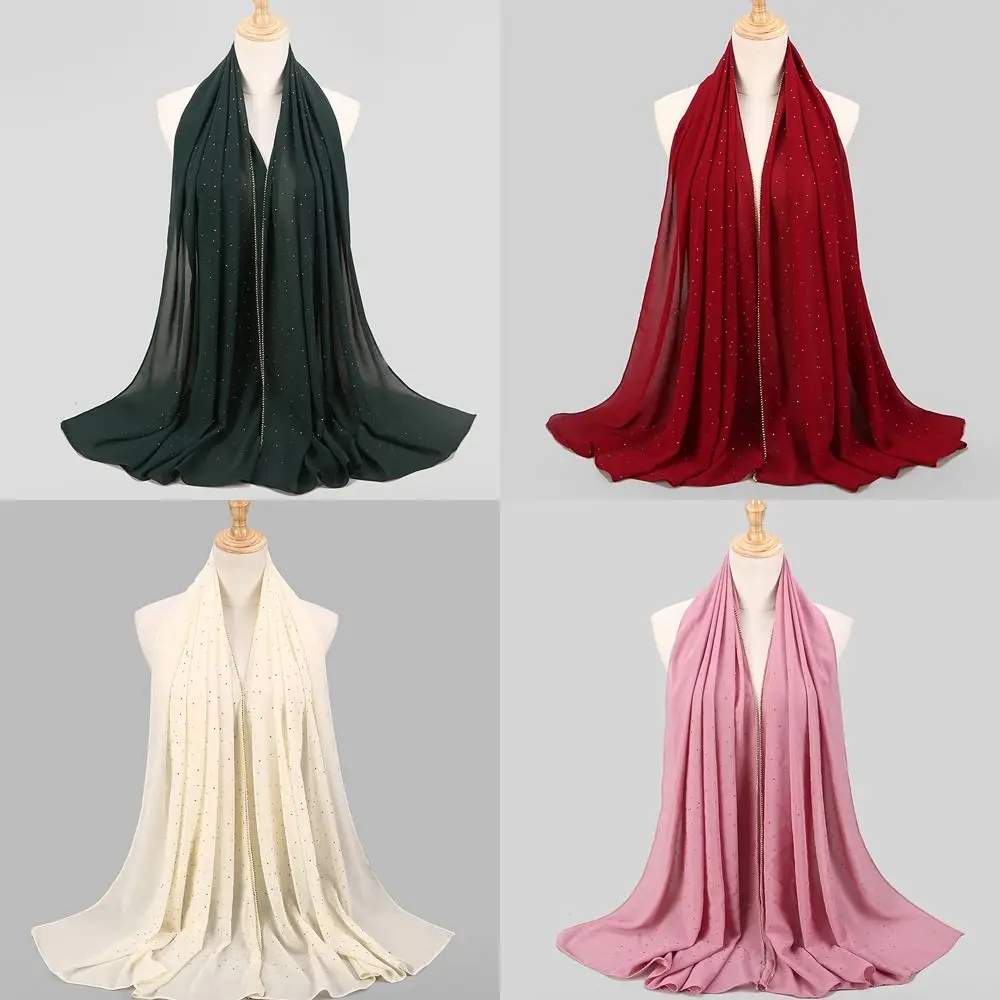 

Chiffon Satin Bandana 70*180CM Head Scarf Islamic Hair Scarves for Women