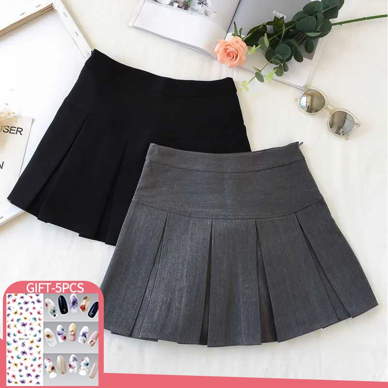 

Vintage Kawaii Pleated Mini Skirts Women Cute High Waisted A-line Skirt Korean Fashion School Girl Summer Harajuku Streetwear