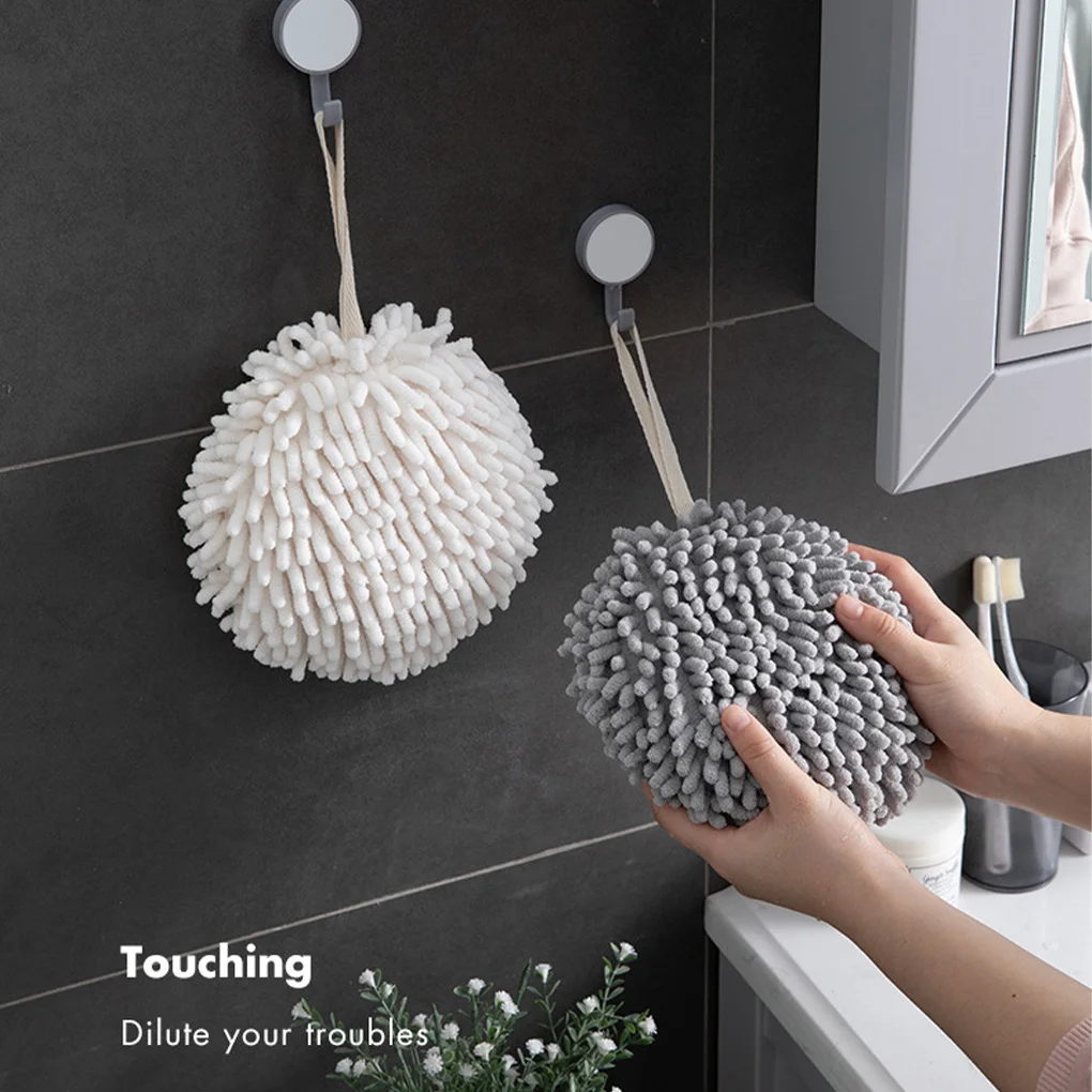

Hanging Hand Towel Kitchen Bathroom Accessories Soft Plush Hanging Towel Quick-Drying Towel For Dry Hands Wipe Towels Ball
