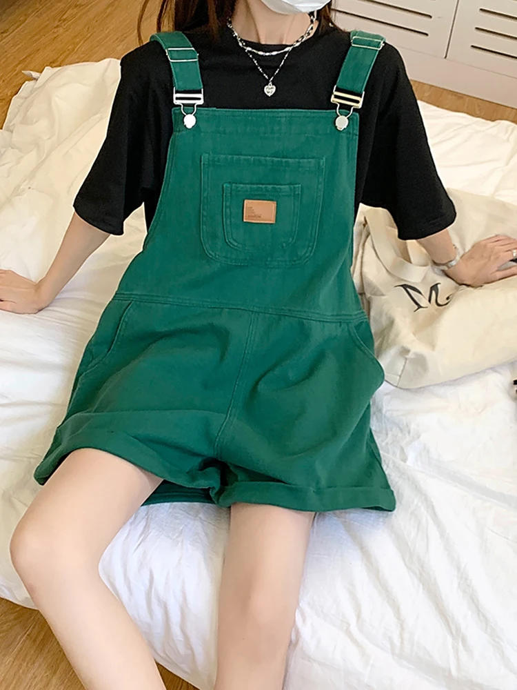 

SML 2Colors Summer korean style Jumpsuit Denim Overalls Casual Girls High Waist Straight Jeans Shorts womens (78897)