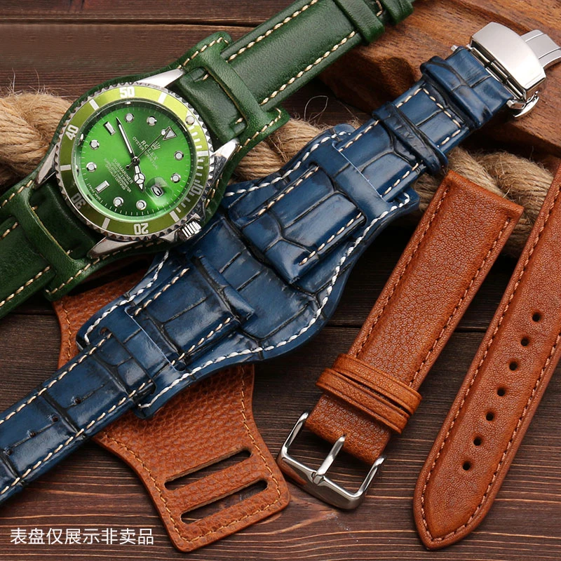 

Ремешок двойного назначения с нижним ремешком, Винтажный Мужской ремешок подходит для Omega / Rolex серии Water Ghost 18 20 мм, аксессуары для часов