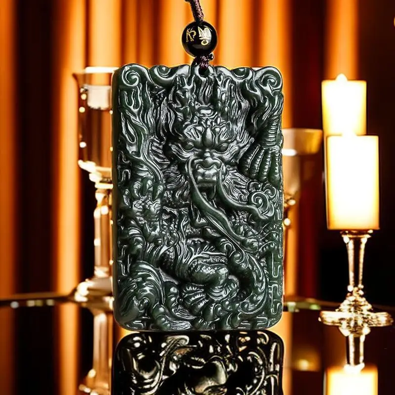 

Подвеска-Дракон из нефрита Hetian, ожерелье из драгоценных камней, подарок для мужчин, амулет из нефрита, китайские амулеты, натуральные ювелирные изделия, аксессуары