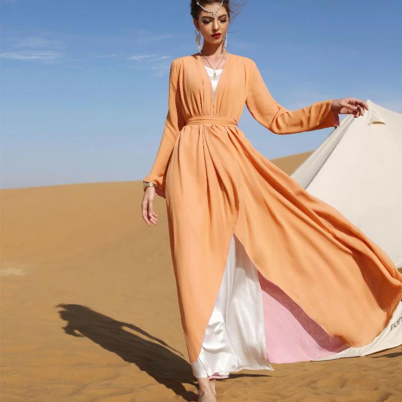 Abayas For Women Dubai 2022 Muslim Kimono Long Dress Islamic Clothing Sets Kaftans Jilbab Caftan Marocain African Modest Clothes
