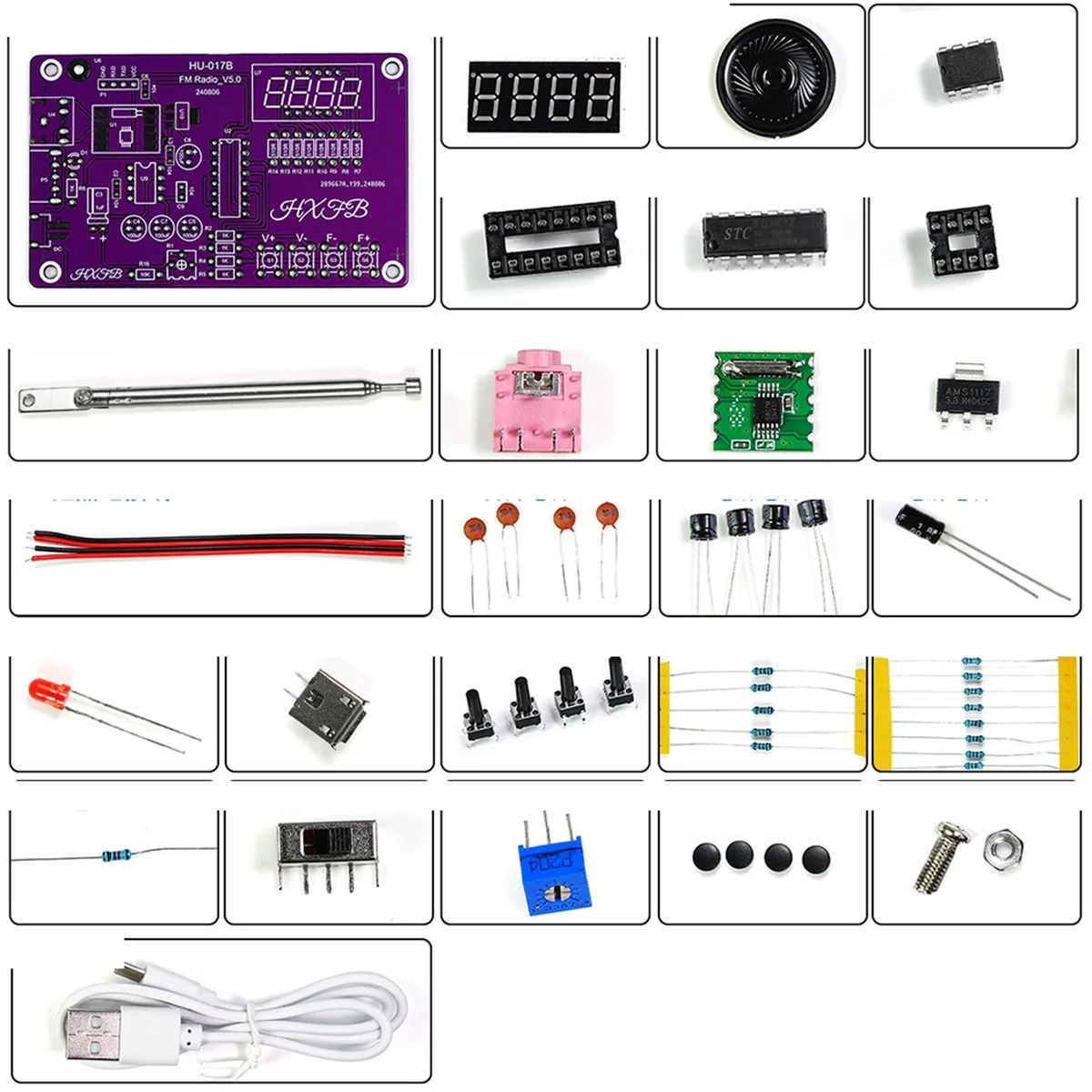 Фото ABNJ Многофункциональное радио DIY Kit 87-108 МГц FM Регулируемый радио DIY модуль Светодиодный цифровой дисплей Регулируемая громкость без корпуса №1