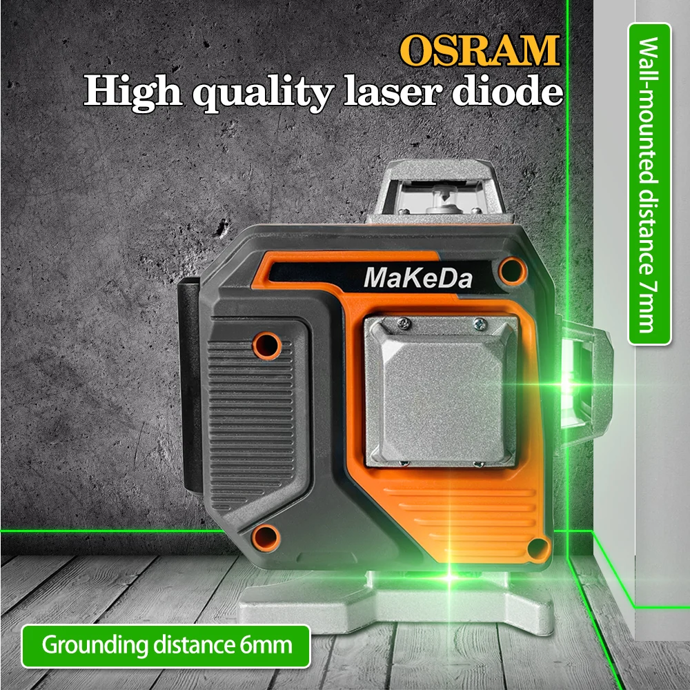 лазерный уровень 3D/4D самовыравнивающийся MaKeDa горизонтальный и вертикальный
