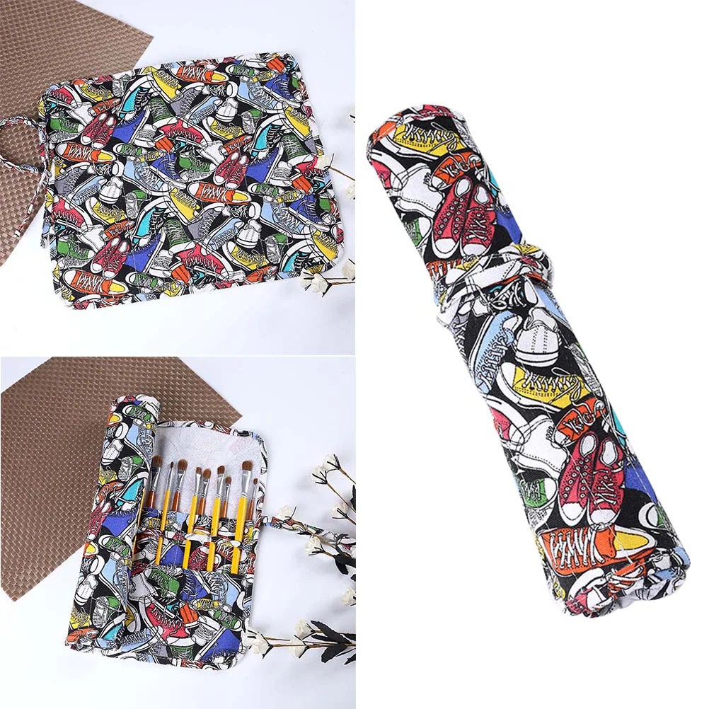 

1pc Paint Brush Holder Portable Canvas Paint Brush Rollup Pencil Holder for Artist Students Painter