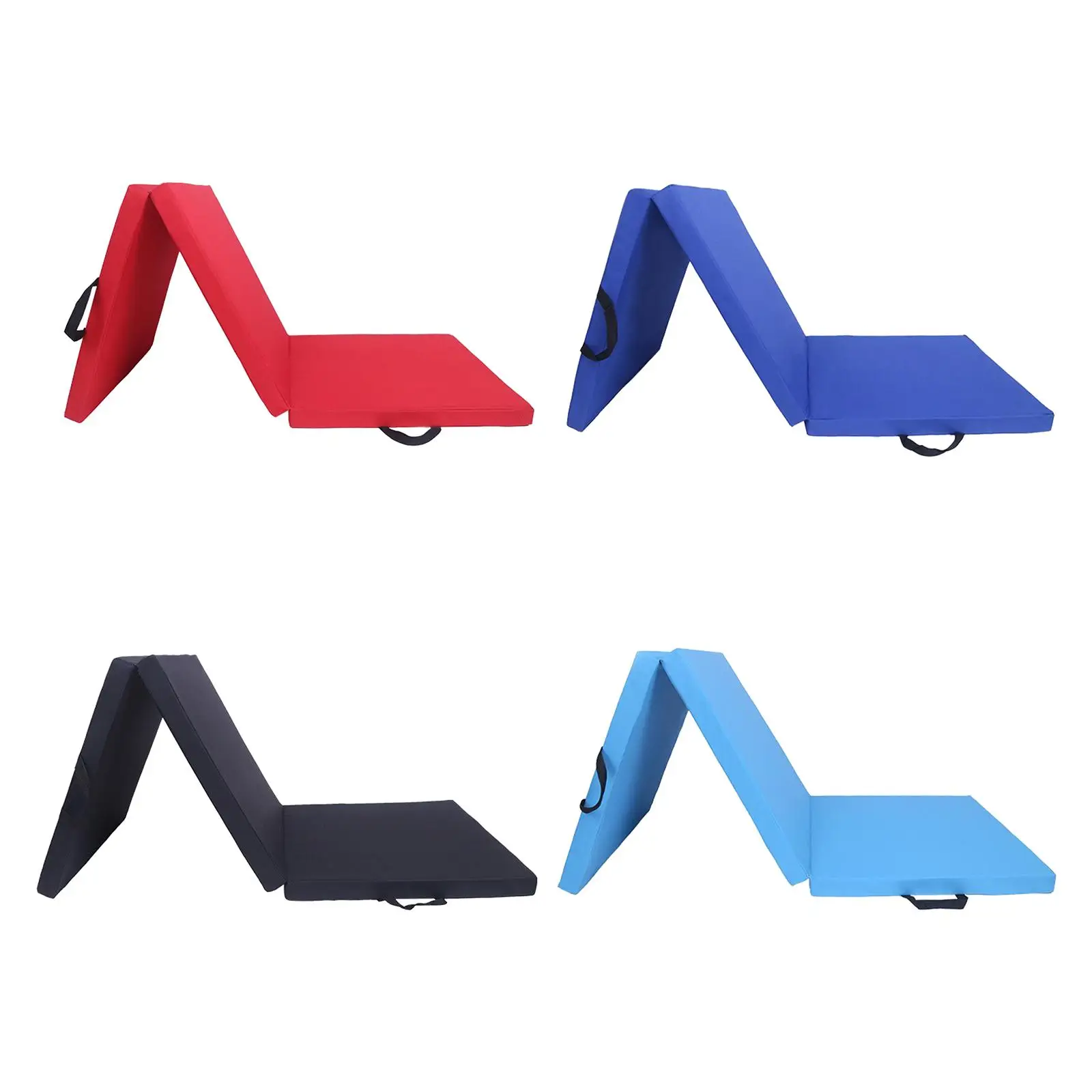 

Three Fold Folding Exercise Mat Floor Protection Unisex Waterproof Carrying Handle for Yoga Training Stretching Pilates Tumbling
