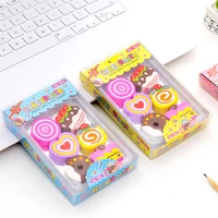 6pcs creative cute boxed love donut cake boxed eraser set korean stationery eraser set kawaii office supplies