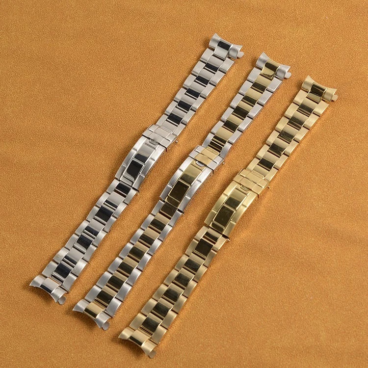 20mm Curved End Oyster Stainless Steel Solid Bracelet Watch Strap For Rolex Watch Band