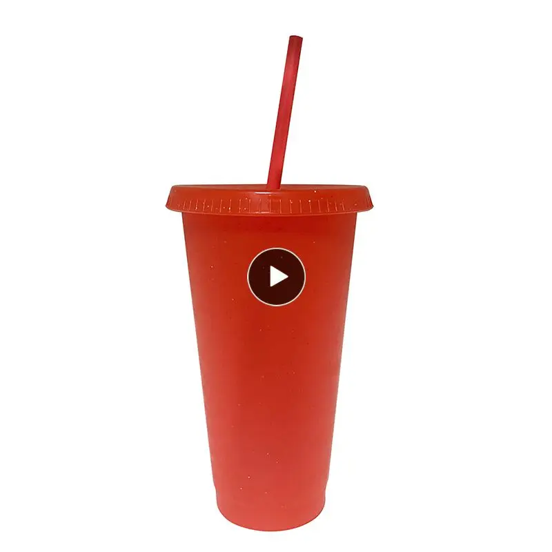 

Блестящая многоразовая пластиковая бутылка для воды с крышкой и соломинкой, 473 мл